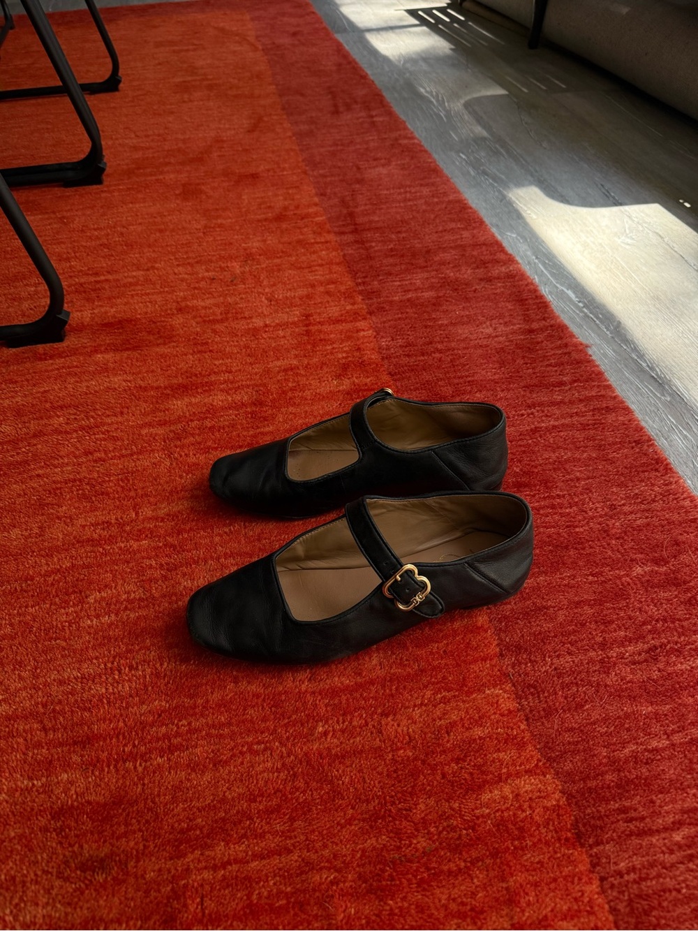 Sam Edelman Michaela Black Leather Mary Jane Flats